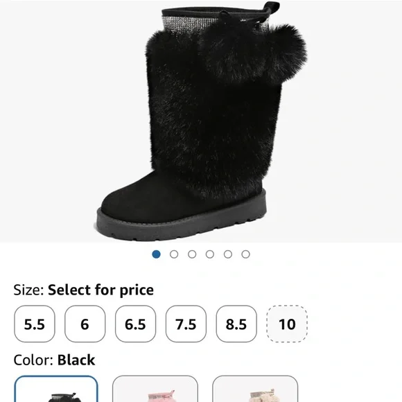 Black Faux Fur Boots - Picture 6 of 6